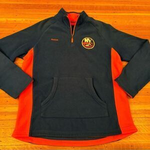 New York Islanders Reebok blue/orange fleece Quarterzip sweatshirt
